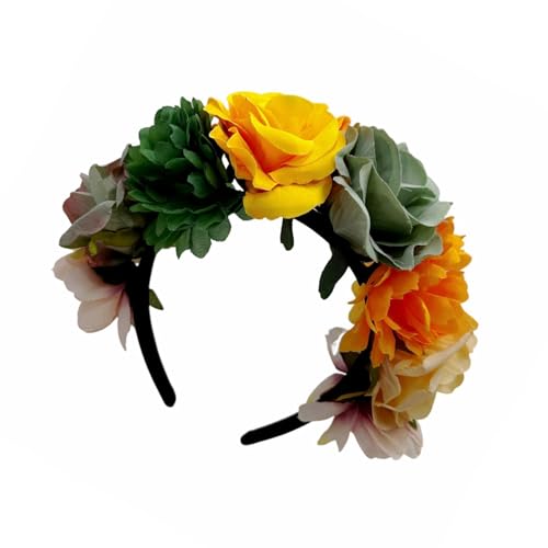 Buntes Rosen-Stirnband für Musikfestival, künstlicher Blumenkranz, Haarreif, Hochzeit, Braut, Verkleidungszubehör von ZwaitL