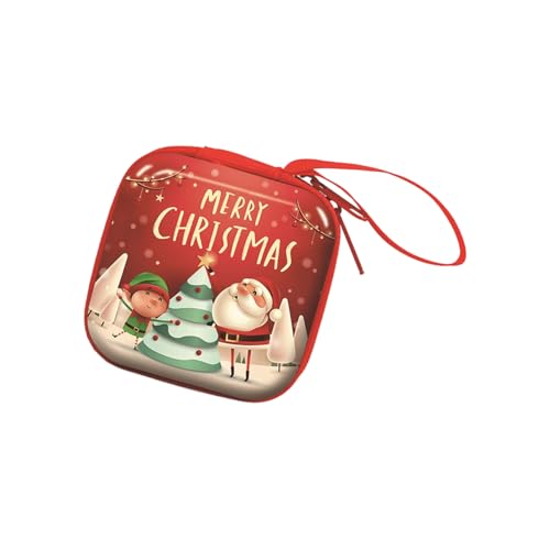 Kleingeldhalter für Kinder, mit Weihnachtsmotiven, tragbar, Cartoon-Charakter, für Weihnachten, Party, Festival, Münzbeutel, Quadratisch, B von ZwaitL