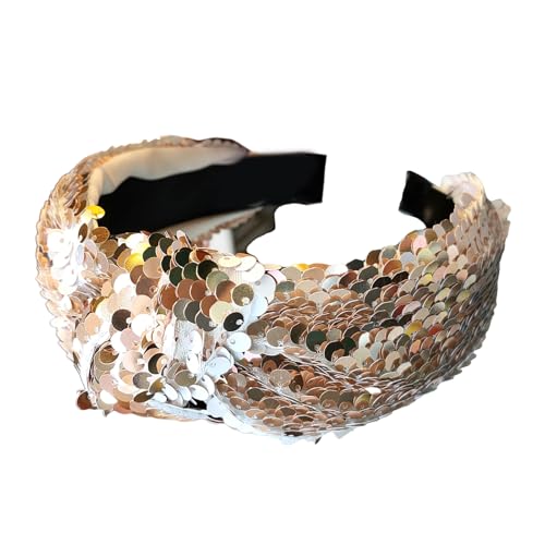 Pailletten-Stirnband für Damen und Mädchen, ästhetisch, breiter Haarreif, Freizeitkleidung, Haarband, elegant, Partyfeier, Kopfschmuck von ZwaitL