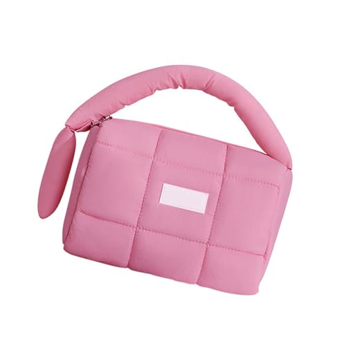 Reisefreundliche, gesteppte Kulturtasche, Reißverschluss, Kosmetik, organisiert mit Griff, für Damen und Mädchen, Nylon-Aufbewahrungstaschen, tragbarer Kosmetik-Organizer mit Reißverschluss, rot, Mass Reisefreundliche, gesteppte Kulturtasche, Reißverschluss, Kosmetik, organisiert mit Griff, für Damen und Mädchen, Nylon-Aufbewahrungstaschen, tragbarer Kosmetik-Organizer mit Reißverschluss, rot, Mass von ZwaitL