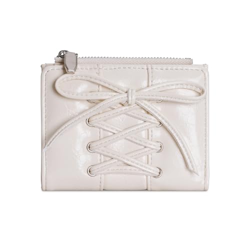 Schöne Schleifen-Geldbörse für Damen und Mädchen, PU-Leder, Münztasche, Kartenhalter, Wechselgeldbörse, PU-Leder, schöne Schleifen, Geldbörse, einfach, mit Kartenhalter, weiß, Mass Beauty von ZwaitL