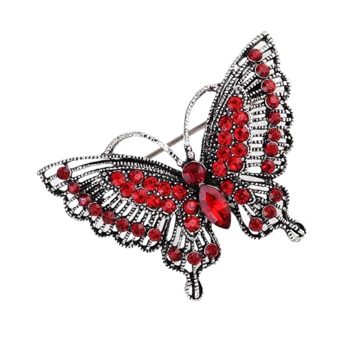 Stilvolle Schmetterlings-Strass-Anstecknadel, stabile Legierung, Handwerkskunst für Hochzeit, Jahrestag, Weihnachten, Feier, Outfits, elegantes Schmetterlingskleidzubehör, Einheitsgröße, Wie von ZwaitL