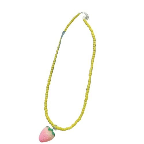 ZwaitL Bunte Glasperlen-Halskette mit Erdbeer-Wassermelonen-Charm, stapelbarer Schmuck für Mädchen, Freizeitkleidung, niedlicher Obstschmuck für Teenager-Mädchen, Einheitsgröße, Wie beschrieben, Wie von ZwaitL