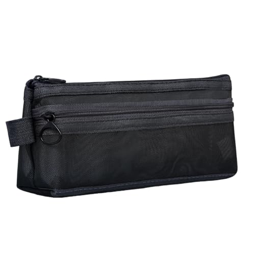 ZwaitL Federmäppchen mit hoher Kapazität, transparent, Stifteetui, Marker-Organizer, Aufbewahrungstasche, Reise-Make-up-Tasche für Schule, Büro, Reisen, Federmäppchen, Schwarz , M, Mass Beauty von ZwaitL