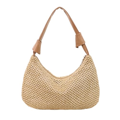 ZwaitL Modische Strohtasche mit farblichen Kontrast-Details, eleganter Tragegriff oben, Geldbörse für Urlaub und Einkaufen, atmungsaktive Strohtasche, khaki, One Size von ZwaitL
