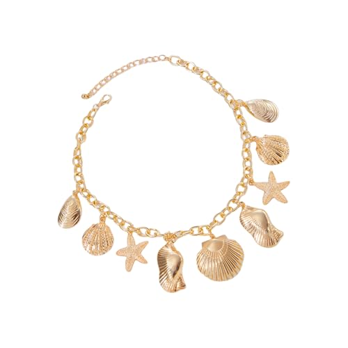 ZwaitL Statement-Halskette mit Seestern-Muschel-Anhänger für Strandurlaub, Schmuck, Geschenk, Bohemian-Schlüsselbein-Kette, Anhänger, Schmuck, Einheitsgröße, Wie beschrieben, Wie beschrieben von ZwaitL