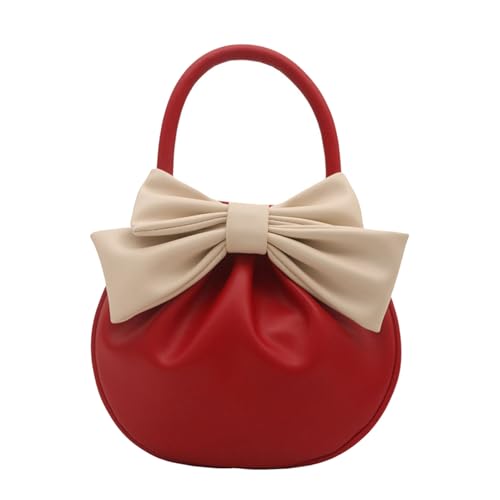 ZwaitL Stilvolle runde Abendtasche, plissiertes Design, PU-Handtasche, lässiger Griff oben mit Schleifen, Dekoration für den täglichen Gebrauch, Geschenk, elegante runde Geldbörse für den täglichen ZwaitL Stilvolle runde Abendtasche, plissiertes Design, PU-Handtasche, lässiger Griff oben mit Schleifen, Dekoration für den täglichen Gebrauch, Geschenk, elegante runde Geldbörse für den täglichen von ZwaitL