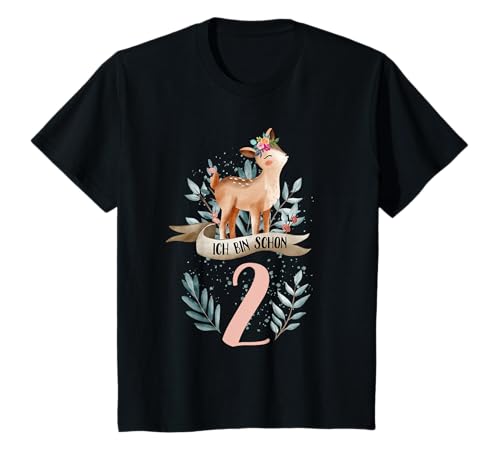 Zwei Waldtiere 2 Reh Zweiter Geburtstag Mädchen 2 Jahre alt T-Shirt Zwei Waldtiere 2 Reh Zweiter Geburtstag Mädchen 2 Jahre alt T-Shirt von Zwei Jahre Reh Wald Geburtstag Regenbogen Mädchen
