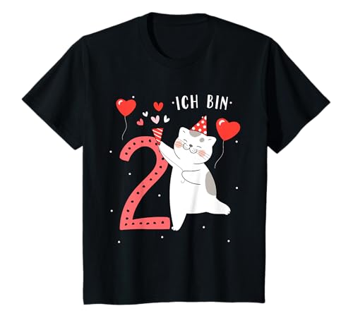 Ich bin Zwei Jahre Zweiter Geburtstag Mädchen Katze T-Shirt von Zwei Jahre Zweiter Geburtstag Einhorn Süß Mädchen