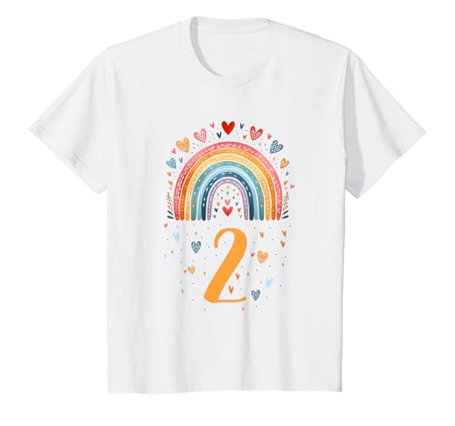 Kinder Geburtstag 2 Regenbogen Zweiter Geburtstag Mädchen 2 Jahre T-Shirt von Zwei Jahre alt 2 Geburtstag Regenbogen Mädchen