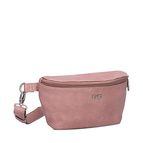 Damen Hip Bag Mademoiselle MH4 Bauchtasche 25 cm 1 Liter aus hochwertigem Kunstleder, Crossbody Bag wasserabweisend, 3-in-1 Bequeme Brusttasche, Gürteltasche & Hüfttasche (Blush) von Zwei