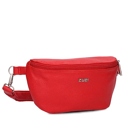 Damen Hip Bag Mademoiselle MH4 Bauchtasche 25 cm 1 Liter aus hochwertigem Kunstleder, Crossbody Bag wasserabweisend, 3-in-1 Bequeme Brusttasche, Gürteltasche & Hüfttasche (Cherry) von Zwei