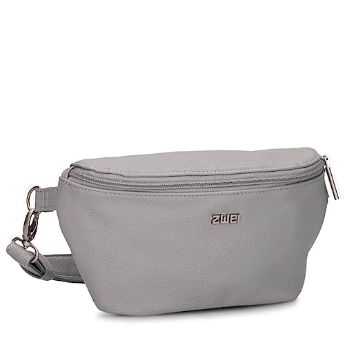 Zwei Damen Hip Bag Mademoiselle.M MH4 Bauchtasche 25 cm 1 Liter aus hochwertigem Kunstleder, Crossbody Bag wasserabweisend, 3-in-1 Bequeme Brusttasche, Gürteltasche & Hüfttasche (Foggy) von Zwei