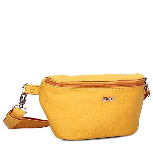 Damen Hip Bag Mademoiselle MH4 Bauchtasche 25 cm 1 Liter aus hochwertigem Kunstleder, Crossbody Bag wasserabweisend, 3-in-1 Bequeme Brusttasche, Gürteltasche & Hüfttasche (Sunny) von Zwei