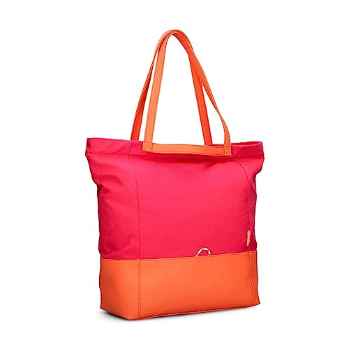 Damen Shopper Fiorella FI200 (18 Liter) Tote Bag & Schulter-Tasche 2-in-1, robustes Material, extra langer Schultergurt, bunte Farben, auch als Strand-Tasche geeignet, gute Innenausstattung (pink) von Zwei