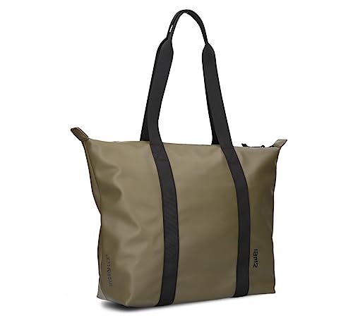 Damen Shopper Tasche CARGO CA150 große Tote Bag Einkaufstasche wasserfest mit Reißverschluss sportlich-moderne Schultertasche mit 14 Litern Volumen für Schule Arbeit Reisen Ausflug Einkauf (olive) von Zwei