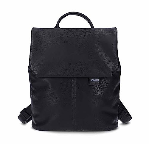 Zwei Damen City-Rucksack Mademoiselle.M MR8 4 Liter weiches Kunstleder, Magnet-Verschlussklappe, Hauptfach mit Reißverschluss, gepolstertes Trennfach für Tablet, Rückenpolsterung (noir) von Zwei