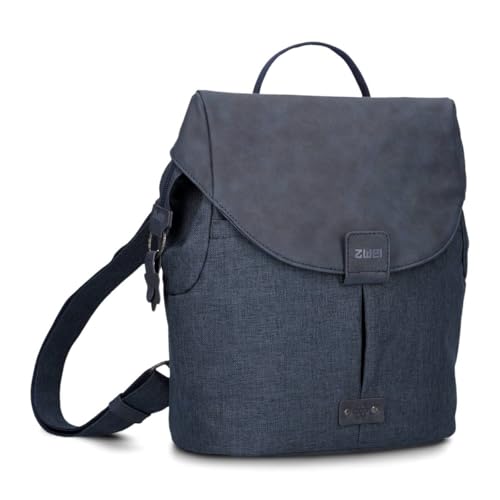 Zwei Damen City-Rucksack Olli OR8 kleiner Rucksack 5 Liter Lederoptik im Vintage-Style robust strapazierfähig wasserabweisend Hauptfach mit Reißverschluss (navy) von Zwei