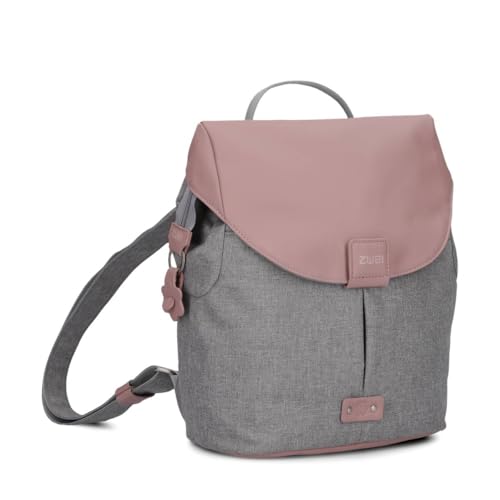 Zwei Damen City-Rucksack Olli OR8 kleiner Rucksack 5 Liter Lederoptik im Vintage-Style robust strapazierfähig wasserabweisend Hauptfach mit Reißverschluss (powder) von Zwei