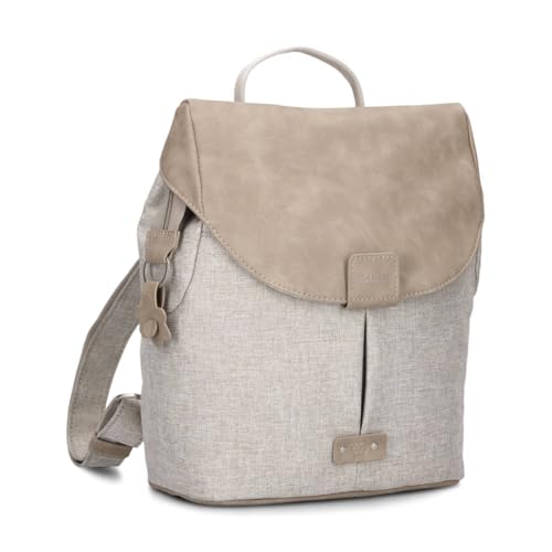 Zwei Damen City-Rucksack Olli OR8 kleiner Rucksack 5 Liter Lederoptik im Vintage-Style robust strapazierfähig wasserabweisend Hauptfach mit Reißverschluss (sand) von Zwei