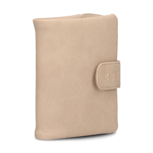 Zwei kleine Damen Geldbörse M.Wallet MW5 Portemonnaie aus weichem Kunstleder, Geldbeutel mit Druckknopf & Reißverschluss-Münzfach, 6 Kartenfächern, 4 Einsteckfächern, 1 Scheinfach (Nubuk-Sand) von Zwei