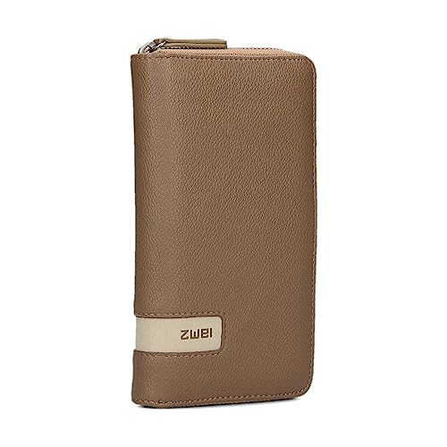 Zwei große Damen Geldbörse M.Wallet MW2 Portemonnaie aus weichem Kunstleder, Geldbeutel mit umlaufendem Reißverschluss, 15 Kartenfächern, 2 Scheinfächern, Münzfach & Sichtfach (Hazel) von Zwei