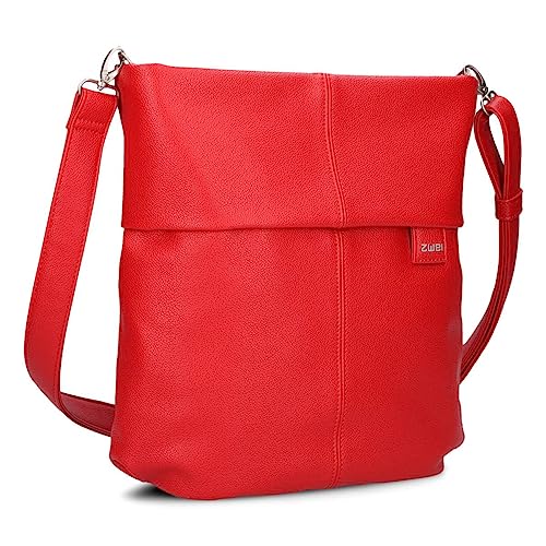 Zwei Damen Handtasche Mademoiselle M12 Umhängetasche 7 Liter klassische Crossbody Bag aus hochwertigem Kunstleder, DIN-A4 passend (cherry) von Zwei