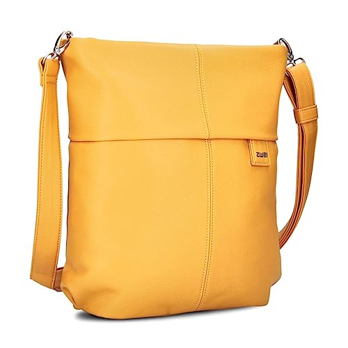 Zwei Damen Handtasche Mademoiselle.M M12 Umhängetasche 7 Liter Crossbody Bag, Schultertasche in DIN-A4-Größe, Schlüsselring, Geheimfach, inkl. extra kurzen abnehmbaren Schultergurt (sunny) von Zwei