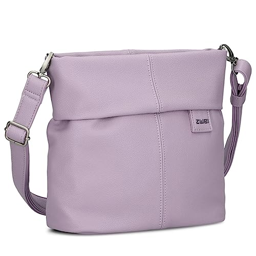 Zwei Damen Handtasche Mademoiselle.M M8 Crossbody Bag 3 L Umhängetasche aus Kunstleder mit Geheimfach & Hauptfach mit Reißverschluss, inkl. kurzem & langen abnehmbaren Schultergurt (lilac) von Zwei