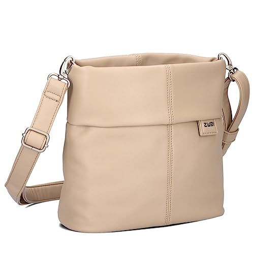 Zwei Damen Handtasche Mademoiselle.M M8 Crossbody Bag 3 L Umhängetasche aus Kunstleder mit Geheimfach & Hauptfach mit Reißverschluss, inkl. kurzem & langen abnehmbaren Schultergurt (oat) von Zwei