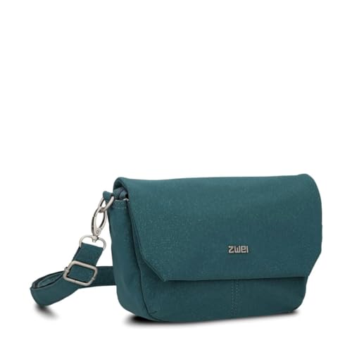 Zwei Damen Handtasche Mademoiselle.M M40 kleine Umhängetasche 1 Liter Crossbody-Bag mit Magnetklappe & Reißverschluss klassisch-elegante Abendtasche in Trapezform (pacific) von Zwei
