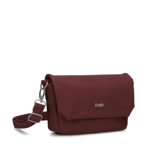 Zwei Damen Handtasche Mademoiselle.M M40 kleine Umhängetasche 1 Liter Crossbody-Bag mit Magnetklappe & Reißverschluss klassisch-elegante Abendtasche in Trapezform (rubin) von Zwei