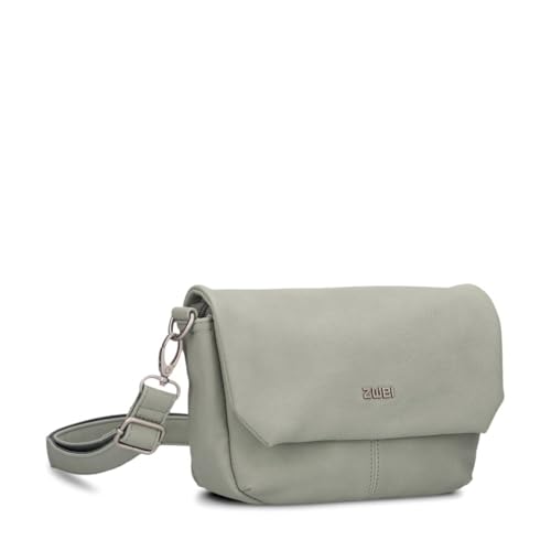 Zwei Damen Handtasche Mademoiselle.M M40 kleine Umhängetasche 1 Liter Crossbody-Bag mit Magnetklappe & Reißverschluss klassisch-elegante Abendtasche in Trapezform (sage) von Zwei