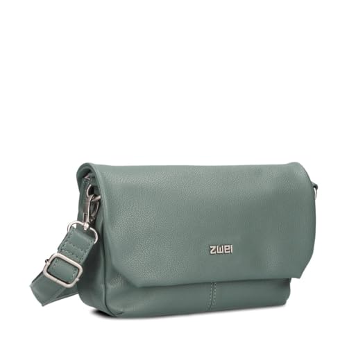 Zwei Damen Handtasche Mademoiselle.M M40 kleine Umhängetasche 1 Liter breite Crossbody-Bag mit Magnetklappe & Reißverschluss klassisch-elegant (eucalyptus) von Zwei