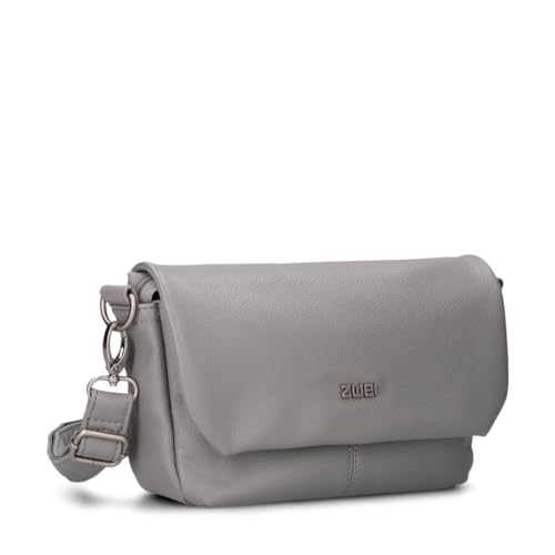 Zwei Damen Handtasche Mademoiselle.M M40 kleine Umhängetasche 1 Liter breite Crossbody-Bag mit Magnetklappe & Reißverschluss klassisch-elegant (foggy) von Zwei