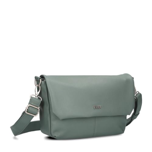 Zwei Damen Handtasche Mademoiselle.M M60 Umhängetasche 3 Liter breite Crossbody-Bag Magnetklappe Reißverschluss inklusive Schlüsselband klassisch-elegante Abendtasche (eucalyptus) von Zwei