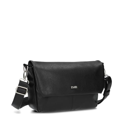 Zwei Damen Handtasche Mademoiselle.M M60 Umhängetasche 3 Liter breite Crossbody-Bag Magnetklappe Reißverschluss inklusive Schlüsselband klassisch-elegante Abendtasche (noir) von Zwei