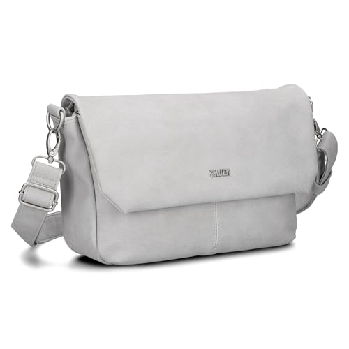 Zwei Damen Handtasche Mademoiselle.M M60 Umhängetasche 3 Liter breite Crossbody-Bag Magnetklappe Reißverschluss inklusive Schlüsselband klassisch-elegante Abendtasche (nubuk-ice) von Zwei