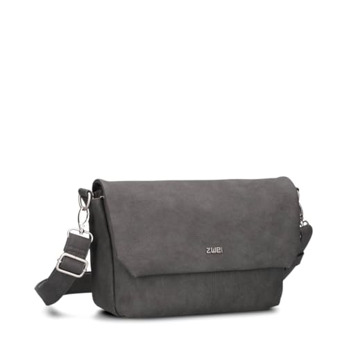 Zwei Damen Handtasche Mademoiselle.M M60 Umhängetasche 3 Liter breite Crossbody-Bag Magnetklappe Reißverschluss inklusive Schlüsselband klassisch-elegante Abendtasche (nubuk-stone) von Zwei