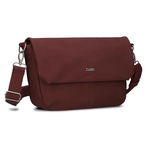 Zwei Damen Handtasche Mademoiselle.M M60 Umhängetasche 3 Liter breite Crossbody-Bag Magnetklappe Reißverschluss inklusive Schlüsselband klassisch-elegante Abendtasche (rubin) von Zwei