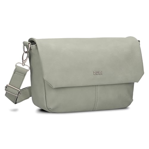 Zwei Damen Handtasche Mademoiselle.M M60 Umhängetasche 3 Liter breite Crossbody-Bag Magnetklappe Reißverschluss inklusive Schlüsselband klassisch-elegante Abendtasche (sage) von Zwei