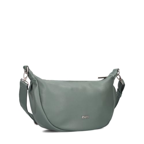 Zwei Damen Handtasche Mademoiselle.M M70 Moon-Bag 4 Liter Trend-Tasche in Halbmond-Form vielseitig als Bauchtasche Crossbody-Bag Abendtasche Umhängetasche zu tragen (eucalyptus) von Zwei