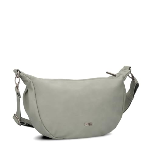 Zwei Damen Handtasche Mademoiselle.M M70 Moon-Bag 4 Liter Trend-Tasche in Halbmond-Form vielseitig als Bauchtasche Crossbody-Bag Abendtasche Umhängetasche zu tragen (sage) von Zwei