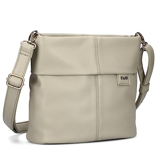 Zwei Damen Handtasche Mademoiselle.M M8 Crossbody Bag 3 L Umhängetasche aus Kunstleder mit Geheimfach & Hauptfach mit Reißverschluss, inkl. kurzem & langen abnehmbaren Schultergurt (cement) von Zwei