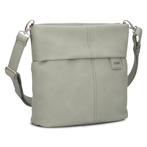 Zwei Damen Handtasche Mademoiselle.M M8 Crossbody Bag 3 L Umhängetasche aus Kunstleder mit Geheimfach & Hauptfach mit Reißverschluss, inkl. kurzem & langen abnehmbaren Schultergurt (sage) von Zwei