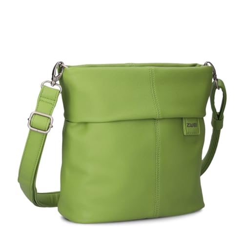 Zwei Damen Handtasche Mademoiselle.M M8 Umhängetasche 3 Liter klassische Crossbody Bag aus weichem Kunstleder mit Kragen & Hauptfach mit Reißverschluss (kiwi) von Zwei