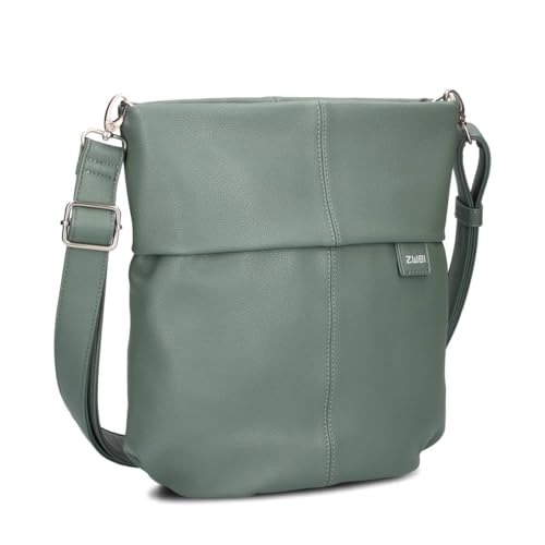 Zwei Damen Handtasche Mademoiselle.M M90 Umhängetasche 6 Liter klassische Crossbody Bag, weiches Kunstleder, Schulter-Tasche inklusive zweitem kurzen Gurt (eucalyptus) von Zwei