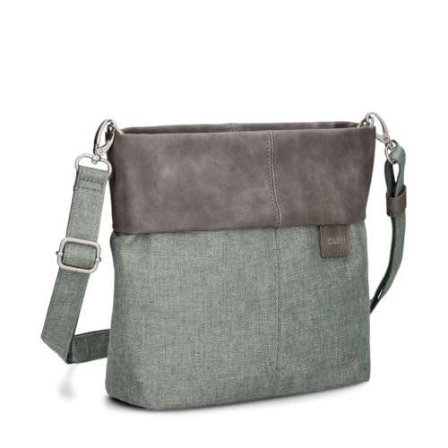 Zwei Damen Handtasche Olli OT8 Umhängetasche 3 Liter klassische Crossbody Bag wasserabweisend robust strapazierfähig Bicolor Design Schultertasche inkl. 2 Schultergurte kurz & lang (salbei) von Zwei