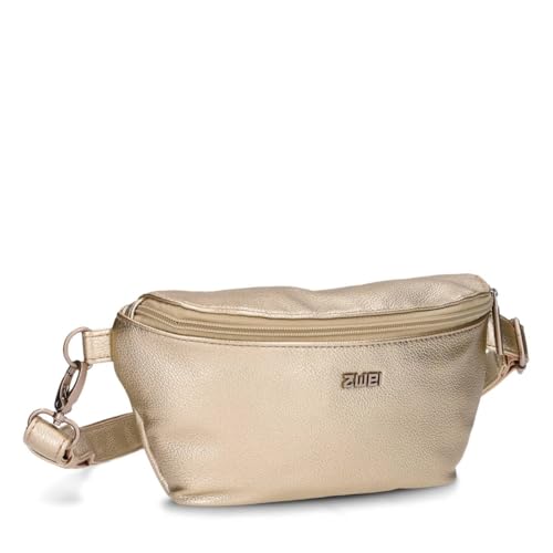 Zwei Damen Hip Bag Mademoiselle.M MH4 Bauchtasche 25 cm 1 Liter aus hochwertigem Kunstleder, Crossbody Bag wasserabweisend, 3-in-1 Bequeme Brusttasche, Gürteltasche & Hüfttasche (Gold) von Zwei