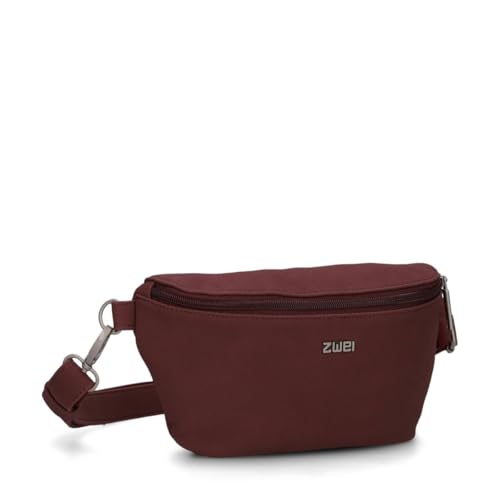 Zwei Damen Hip Bag Mademoiselle.M MH4 Bauchtasche 25 cm 1 Liter aus hochwertigem Kunstleder, Crossbody Bag wasserabweisend, 3-in-1 Bequeme Brusttasche, Gürteltasche & Hüfttasche (Rubin) von Zwei